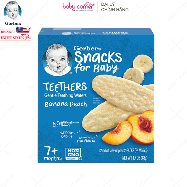  Bánh Gạo GERBER Vị Chuối, Đào, Cho Bé Từ 7M 
