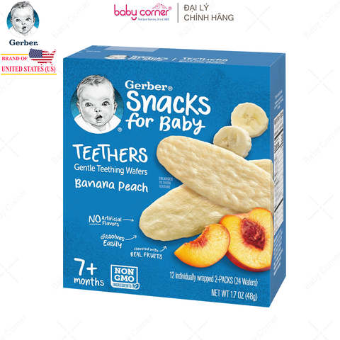  Bánh Gạo GERBER Vị Chuối, Đào, Cho Bé Từ 7M 