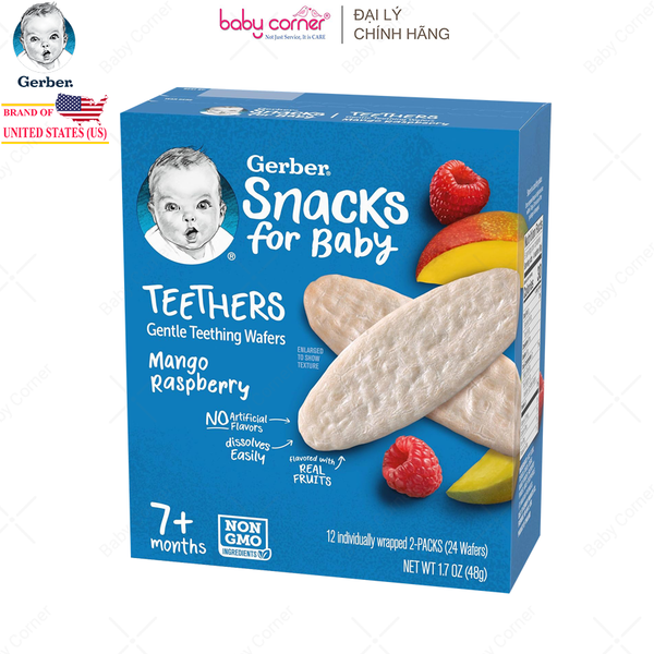  Bánh Gạo GERBER Vị Xoài, Mâm Xôi, Cho Bé Từ 7M 