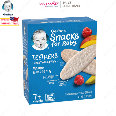  Bánh Gạo GERBER Vị Xoài, Mâm Xôi, Cho Bé Từ 7M 