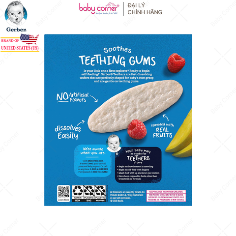  Bánh Gạo GERBER Vị Xoài, Mâm Xôi, Cho Bé Từ 7M 