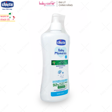  Sữa Tắm Gội Chiết Xuất Hoa Cúc CHICCO Baby Moments, Cho Bé Từ 0 Tháng, 500ml 