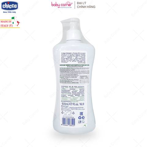  Sữa Tắm Gội Chiết Xuất Hoa Cúc CHICCO Baby Moments, Cho Bé Từ 0 Tháng, 500ml 