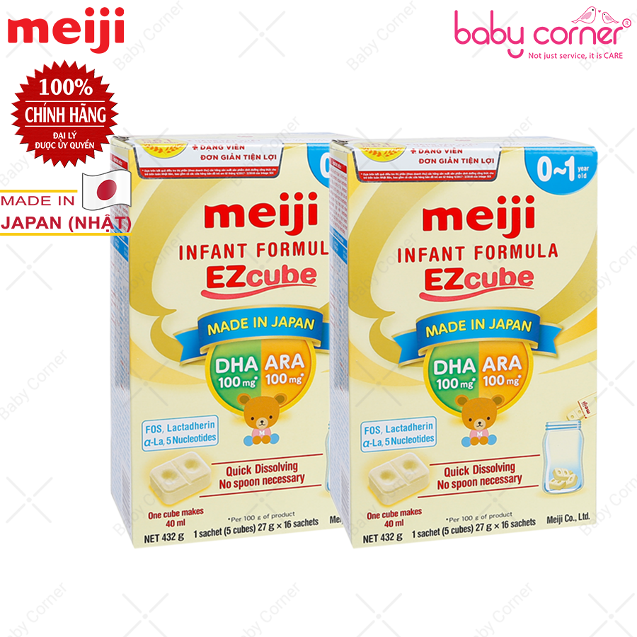  Sữa Bột Meiji Infant Formula EZcube, Hộp 15 Thanh 27g, Bé Từ 0-12 Tháng Tuổi 