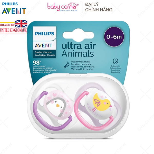  Ti Ngậm Thông Khí Hình Thú Philips Avent Ultra Air Lime, Cho Bé Từ 0-6M 