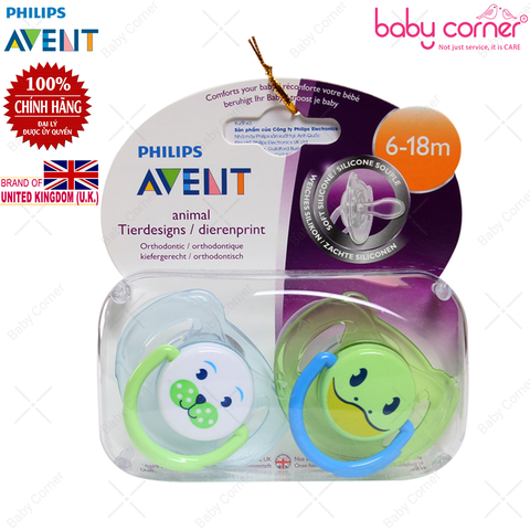  Ty ngậm hình thú cho trẻ 6-18 tháng, vỉ đôi Philips Avent 
