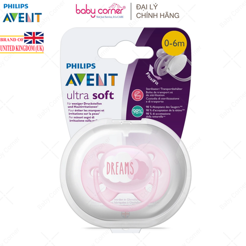  Ti Ngậm Siêu Mềm Philips Avent Ultra Soft, Cho Bé Từ 0-6M, Vỉ Đơn 