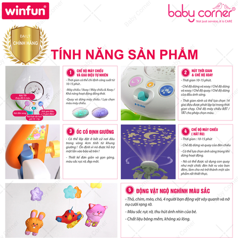 Treo Cũi Âm Nhạc Với 4 Con thú Vui Nhộn Winfun 0845 