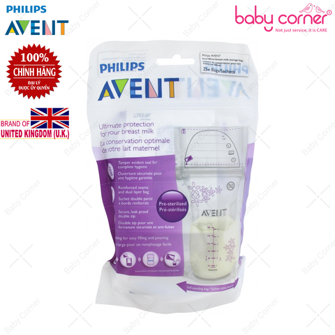  Túi Trữ Sữa Vô Trùng 180ml Philips Avent (Túi 25 Cái) 
