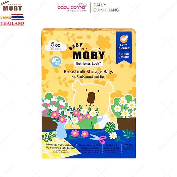  Túi Trữ Sữa Cảm Biến Nhiệt MOBY BABY 150ML (30 Túi/ Hộp) 