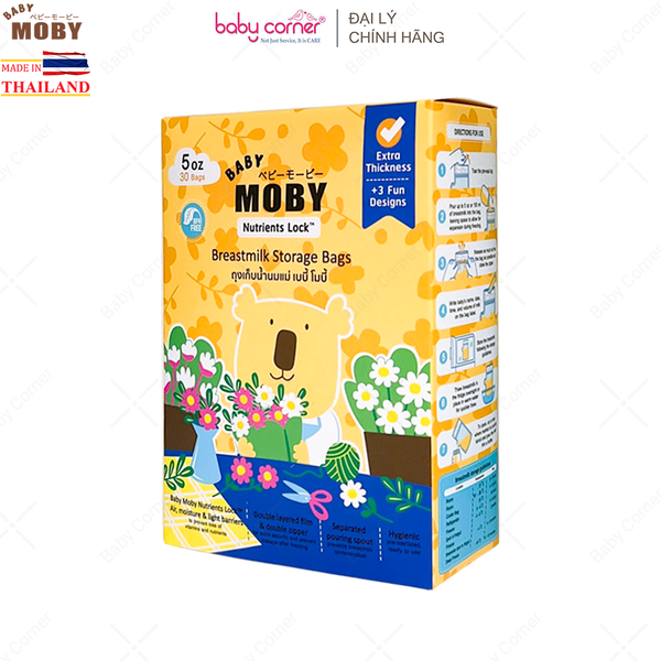  Túi Trữ Sữa Cảm Biến Nhiệt MOBY BABY 150ML (30 Túi/ Hộp) 