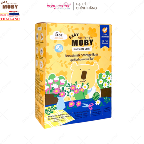  Túi Trữ Sữa Cảm Biến Nhiệt MOBY BABY 150ML (30 Túi/ Hộp) 