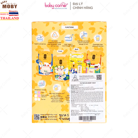  Túi Trữ Sữa Cảm Biến Nhiệt MOBY BABY 150ML (30 Túi/ Hộp) 