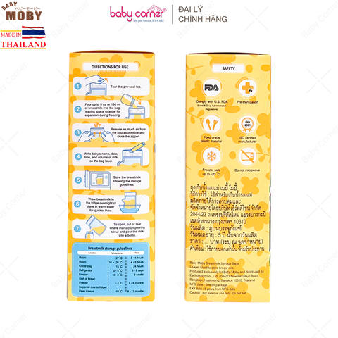  Túi Trữ Sữa Cảm Biến Nhiệt MOBY BABY 150ML (30 Túi/ Hộp) 