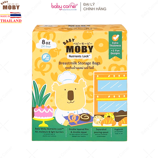  Túi Trữ Sữa Cảm Biến Nhiệt MOBY BABY 240ML (24 Túi/ Hộp) 