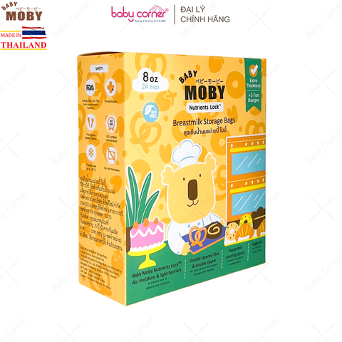  Túi Trữ Sữa Cảm Biến Nhiệt MOBY BABY 240ML (24 Túi/ Hộp) 