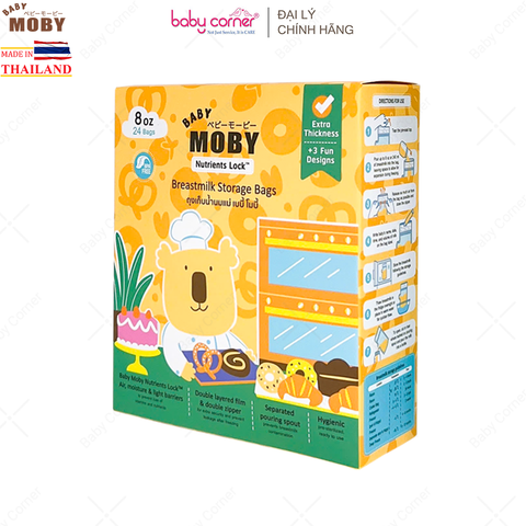  Túi Trữ Sữa Cảm Biến Nhiệt MOBY BABY 240ML (24 Túi/ Hộp) 
