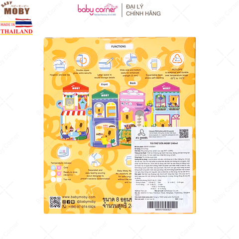  Túi Trữ Sữa Cảm Biến Nhiệt MOBY BABY 240ML (24 Túi/ Hộp) 