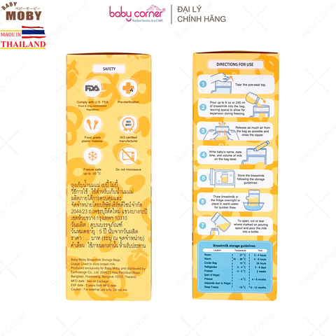  Túi Trữ Sữa Cảm Biến Nhiệt MOBY BABY 240ML (24 Túi/ Hộp) 