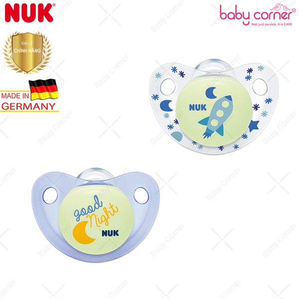  Bộ 2 Ti Giả Silicone Night/Day NUK, Bé 6 - 18 Tháng Tuổi 