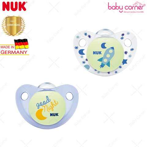  Bộ 2 Ti Giả Silicone Night/Day NUK, Bé 6 - 18 Tháng Tuổi 