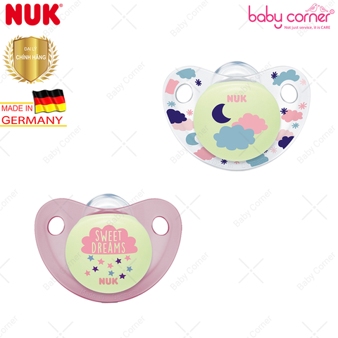  Bộ 2 Ti Giả Silicone Night/Day NUK, Bé 6 - 18 Tháng Tuổi 