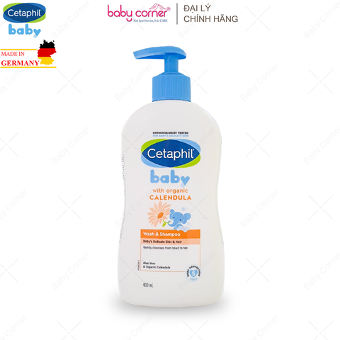  Sữa Tắm Gội Dịu Nhẹ Cho Bé Cetaphil Baby Wash & Shampoo With Organic Calendula, 50ml/ 230ml / 400ml 
