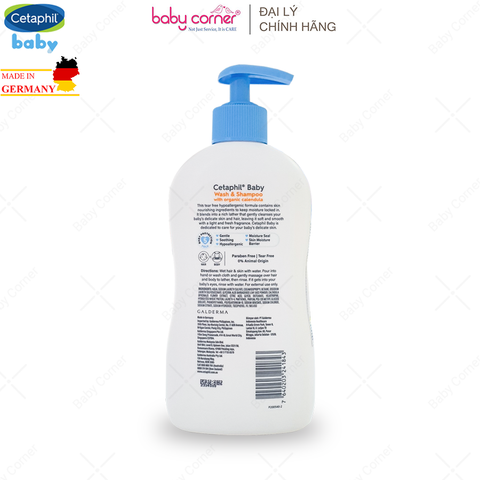  Sữa Tắm Gội Dịu Nhẹ Cho Bé Cetaphil Baby Wash & Shampoo With Organic Calendula, 50ml/ 230ml / 400ml 