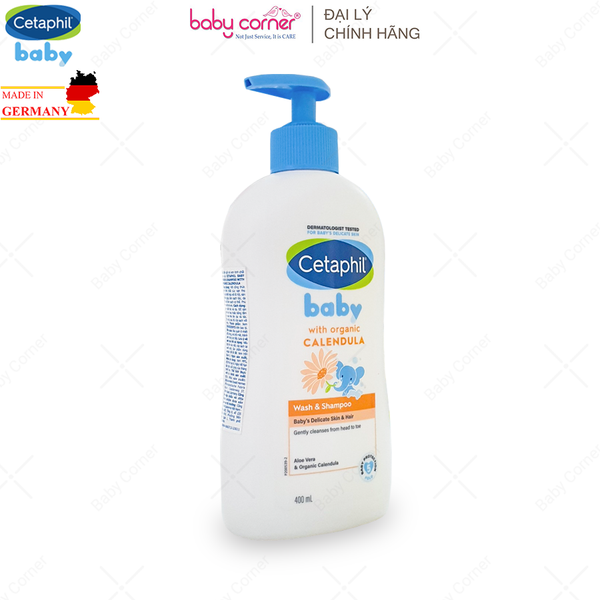  Sữa Tắm Gội Dịu Nhẹ Cho Bé Cetaphil Baby Wash & Shampoo With Organic Calendula, 50ml/ 230ml / 400ml 