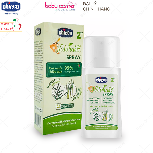  Xịt Bảo Vệ Da Chiết Xuất Tinh Dầu Tự Nhiên CHICCO NaturalZ, Mẹ Bầu & Bé Từ 2 Tháng Tuổi, 100ML 