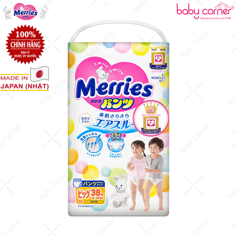  Tã Quần MERRIES Size XL (38 cái) Cho Bé 12 - 22kg 