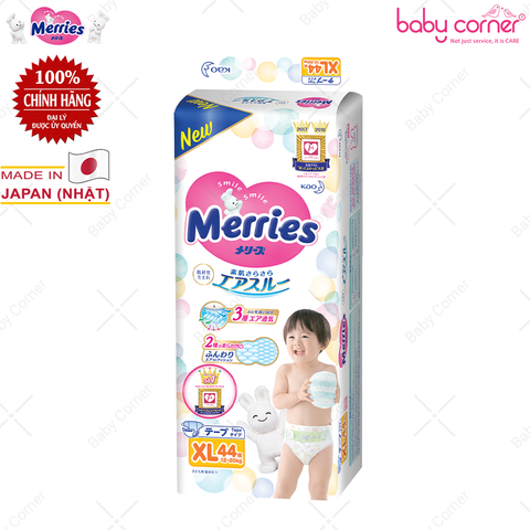  Tã Dán MERRIES Size XL (44 miếng) Cho Bé 12 - 20kg 