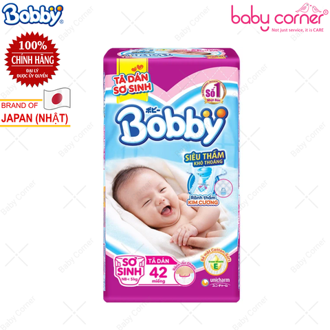  Tã DÁN Bobby Siêu Thấm XS70 - 70 Miếng (NB <5kg) 