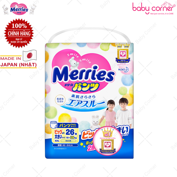  Tã Quần MERRIES Size XXL (26 cái) Cho Bé 15 - 28kg 