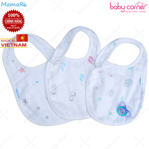  Yếm Ăn Mamaru 22x28cm (Set 3 Cái Hoạ Tiết Ngẫu Nhiên) 