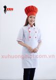  Áo Bếp Nam Trắng viền đỏ 