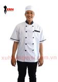 Áo Bếp Nam Trắng Phối Đen 