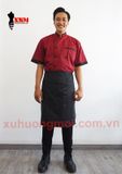  Áo Bếp Đỏ Đô Phối Đen 