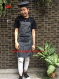  Tạp dề yếm sọc trắng đen 