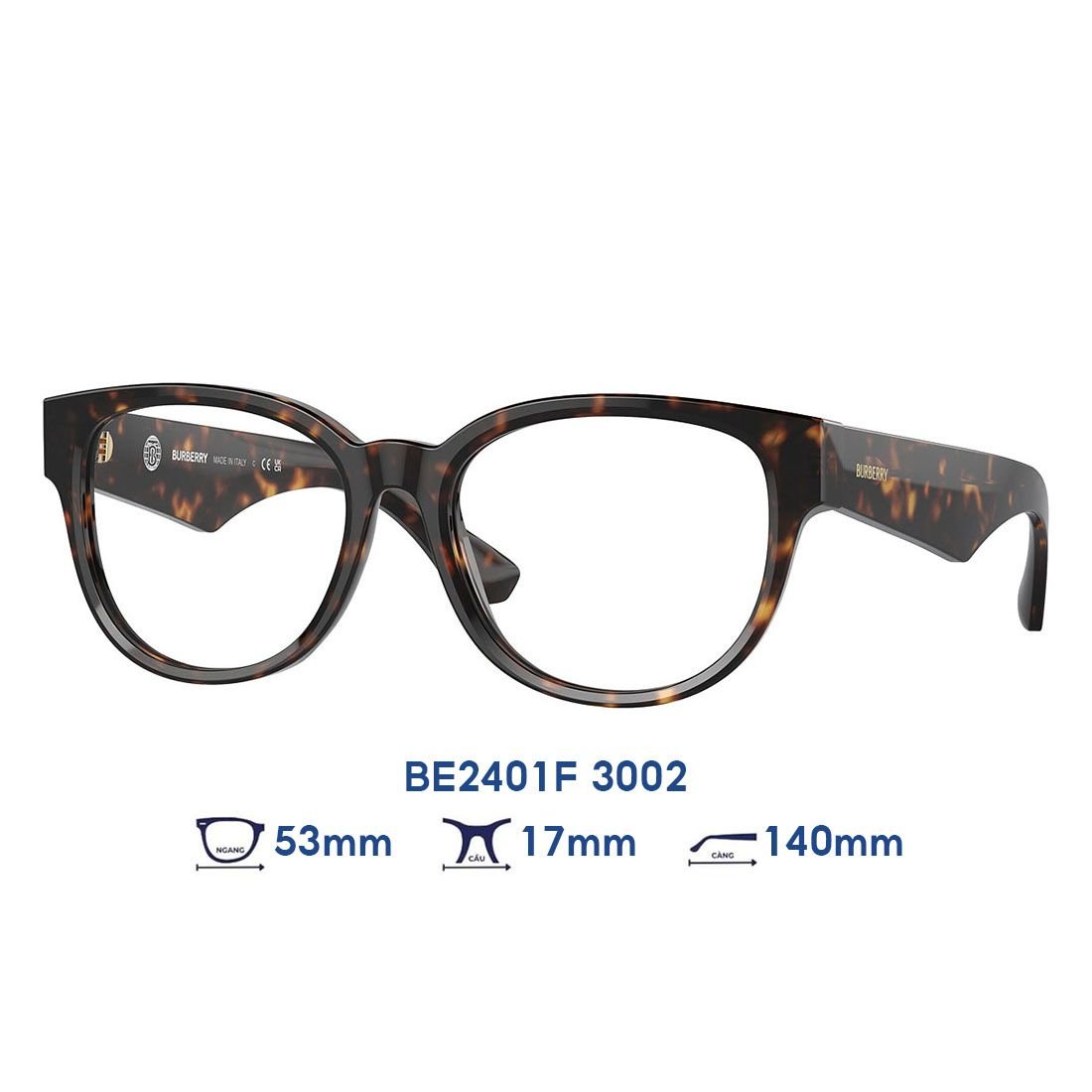 Gọng kính BURBERRY BE2401F 3002 màu đồi mồi