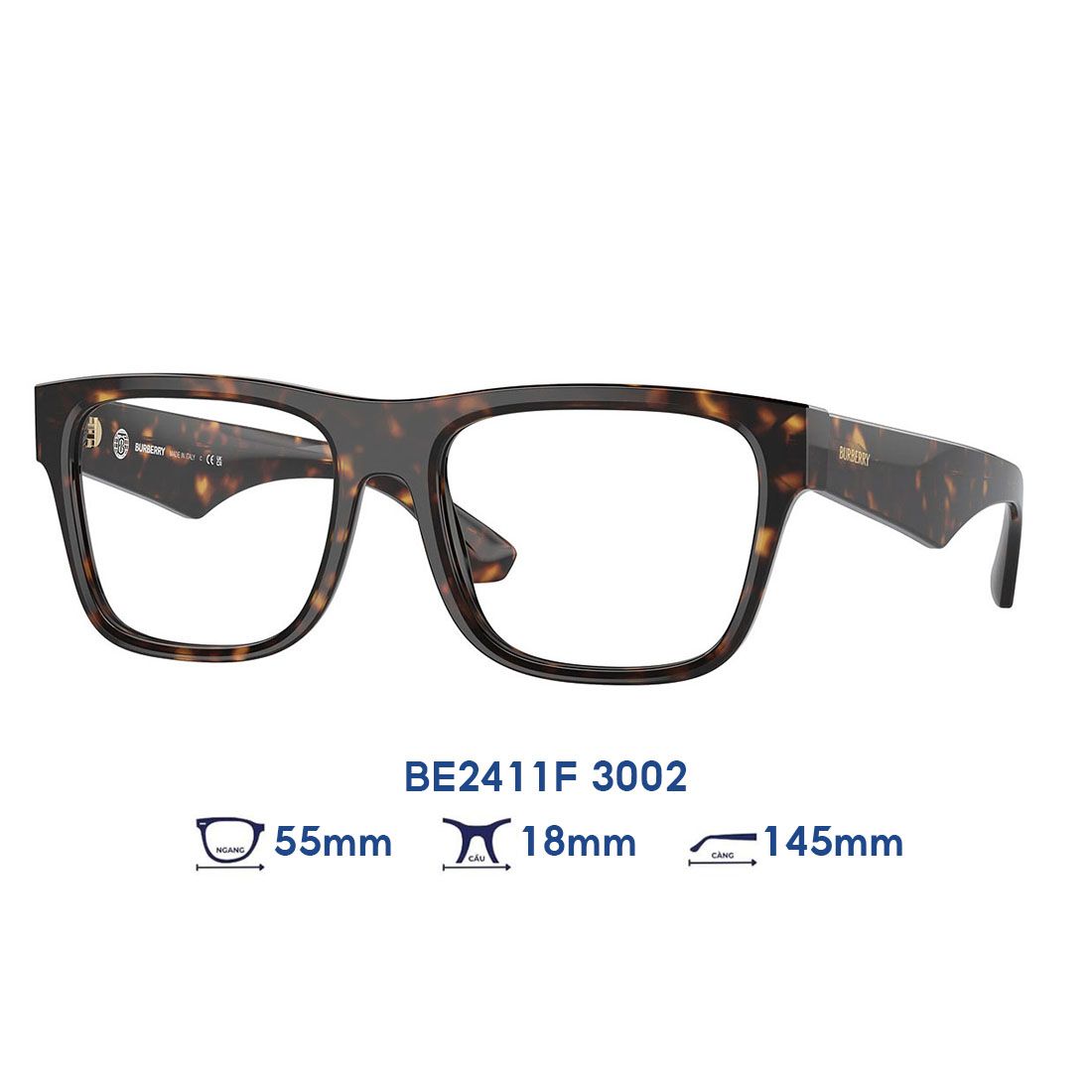 Gọng kính BURBERRY BE2411F 3002 màu đồi mồi