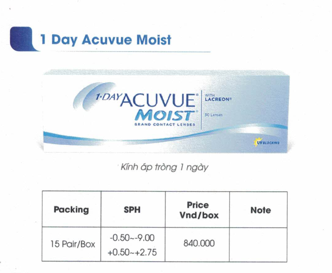  Kính áp tròng ACUVUE Moist 