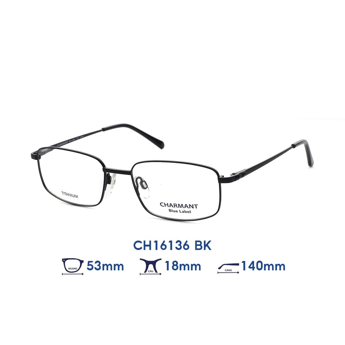  Gọng kính CHARMANT BLUE CH16136 BK 