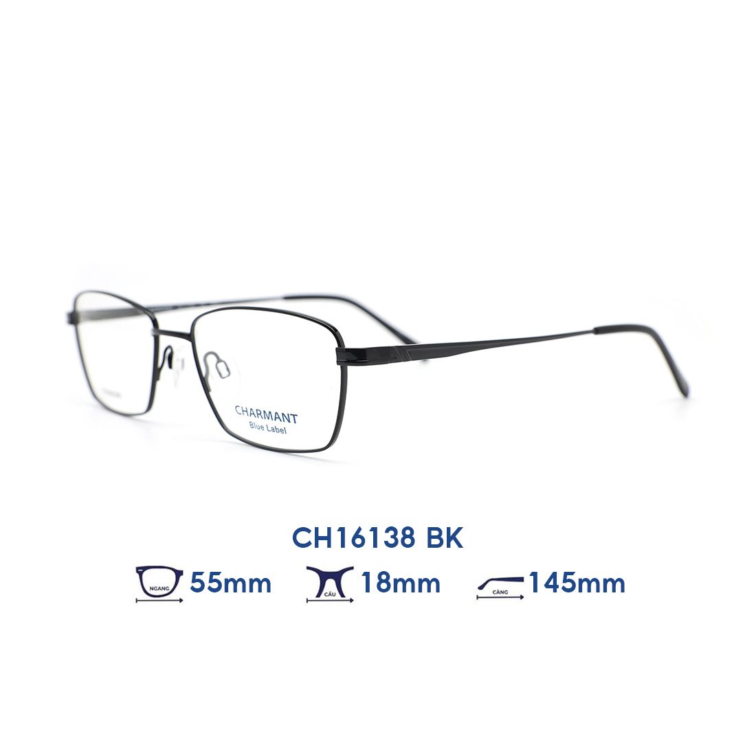  Gọng kính CHARMANT BLUE CH16138 BK 
