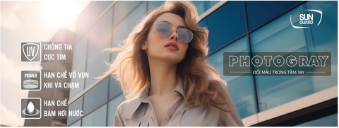 Tròng kính Chemi đổi màu khói Photo Gray Coated