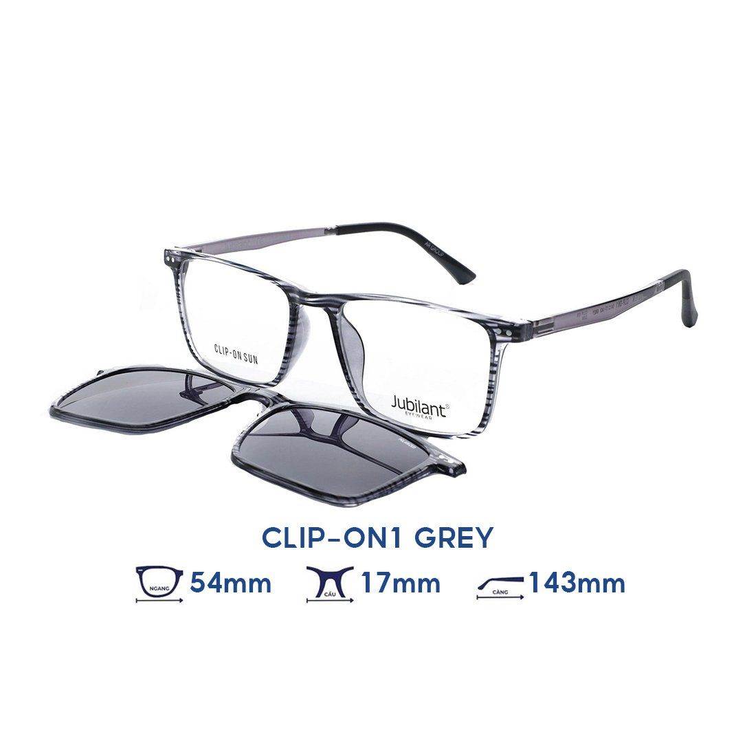  Kính mát JUBILANT CLIP-ON1 GREY 