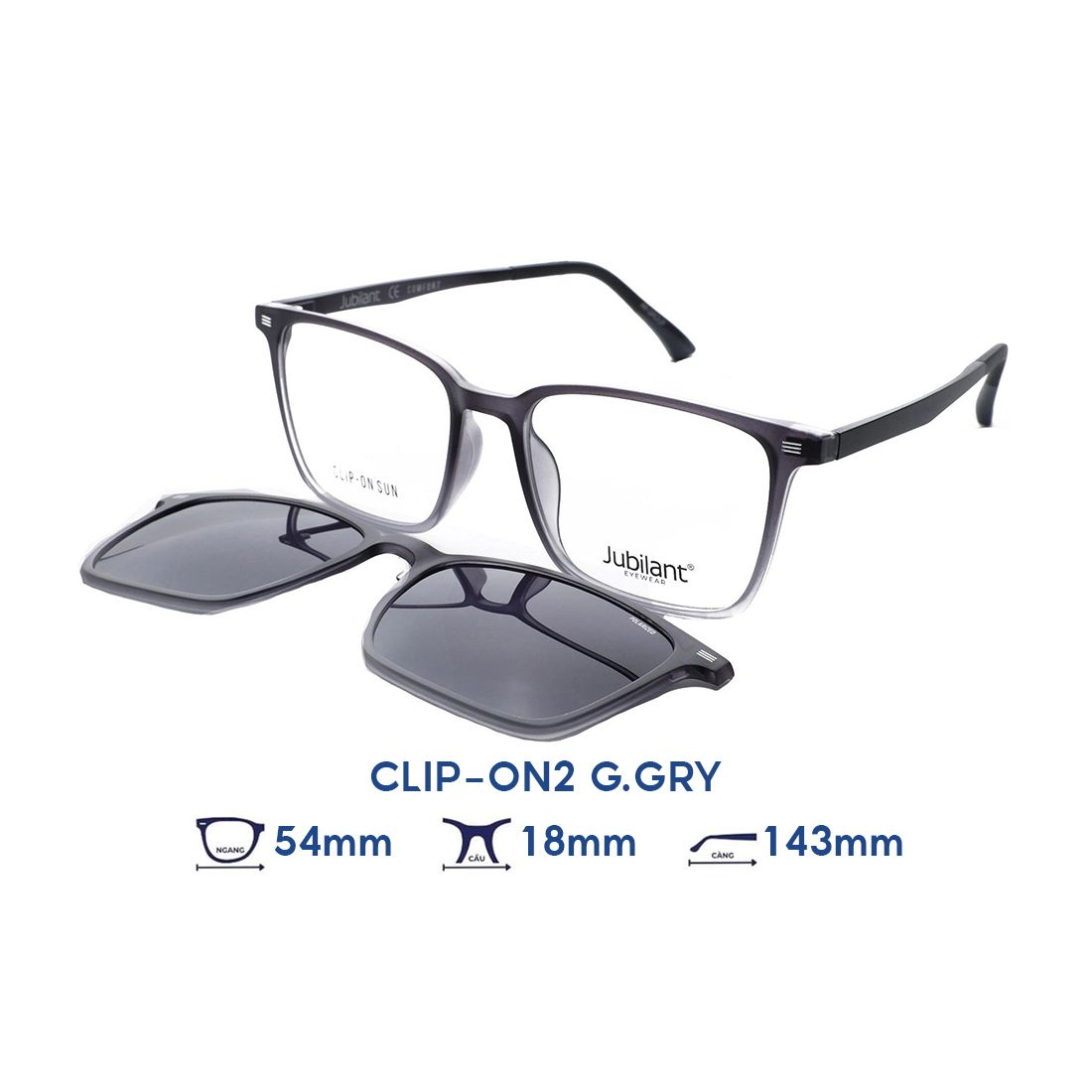  Kính mát JUBILANT CLIP-ON2 G.GRY 