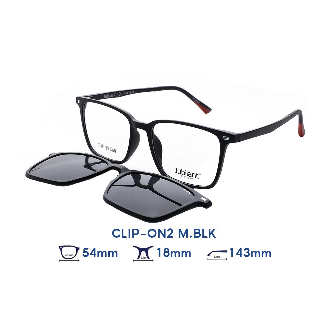  Kính mát JUBILANT CLIP-ON2 M.BLK 