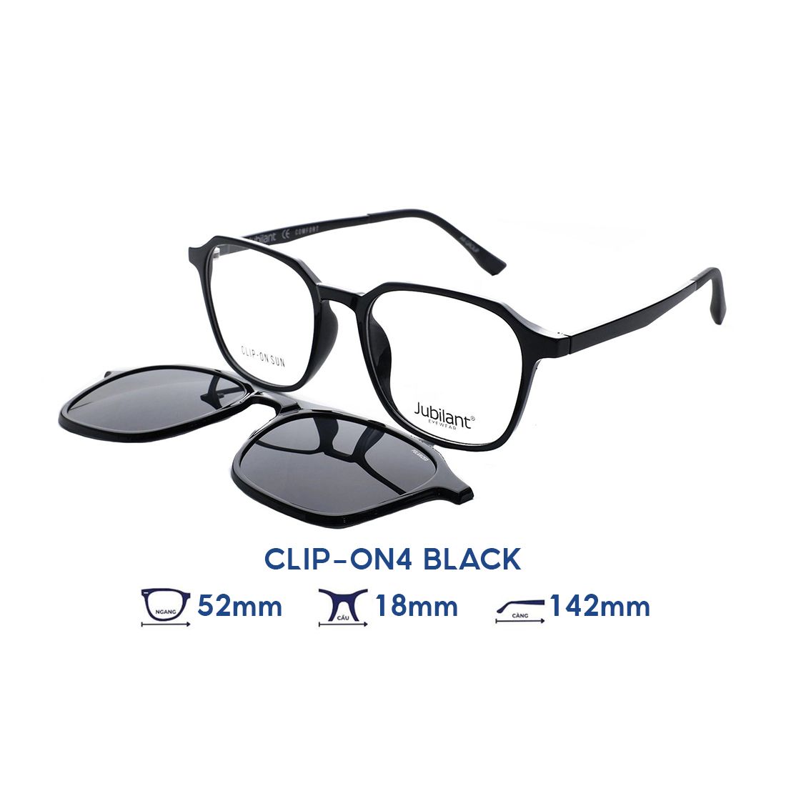  Kính mát JUBILANT CLIP-ON4 BLACK 