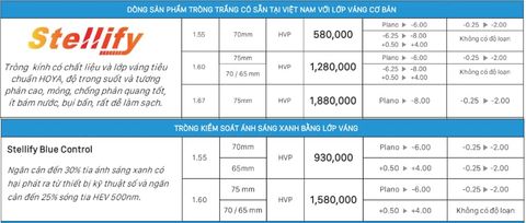 Tròng kính Hoya Stellify chính hãng tại Liên Sơn Optic